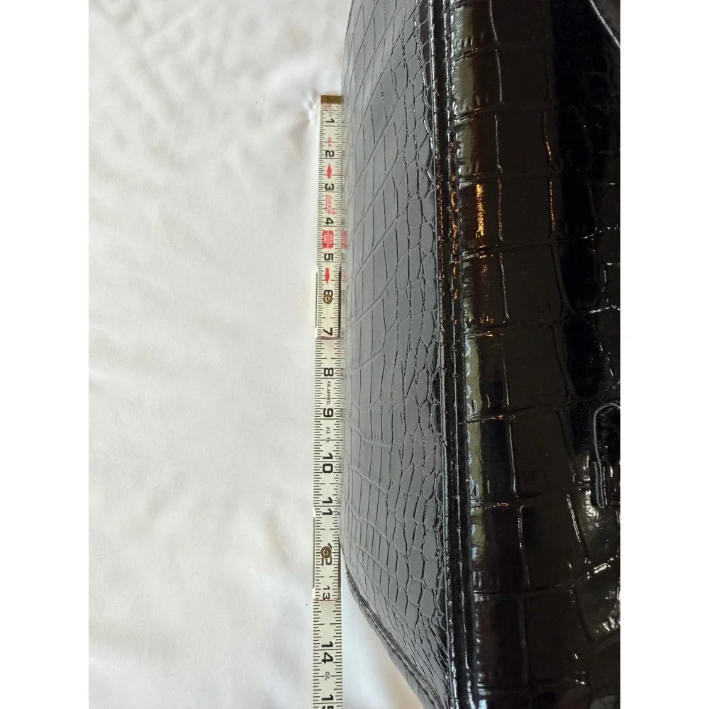 Joy Mangano Better Beauty Case Roll Up Makeup‎ Bag Black Croc Embossed NEW
